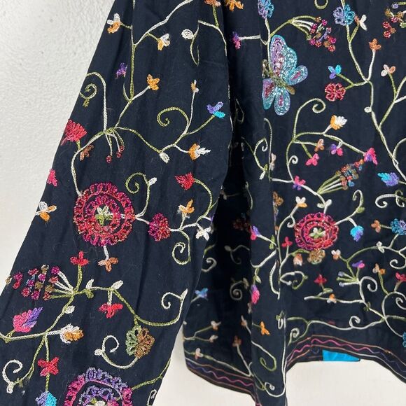 Vintage Beaded Embroidered Cottagecore Artsy Button Up Collared Jacket - Picture 7 of 7